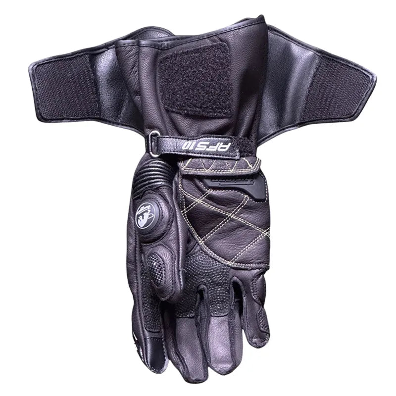 Men's Genuine Leather Motorcycle Gloves Carbon Fiber Safety Defense Motocross Gloves Touch-screen Outdoor Driving Guantes Moto