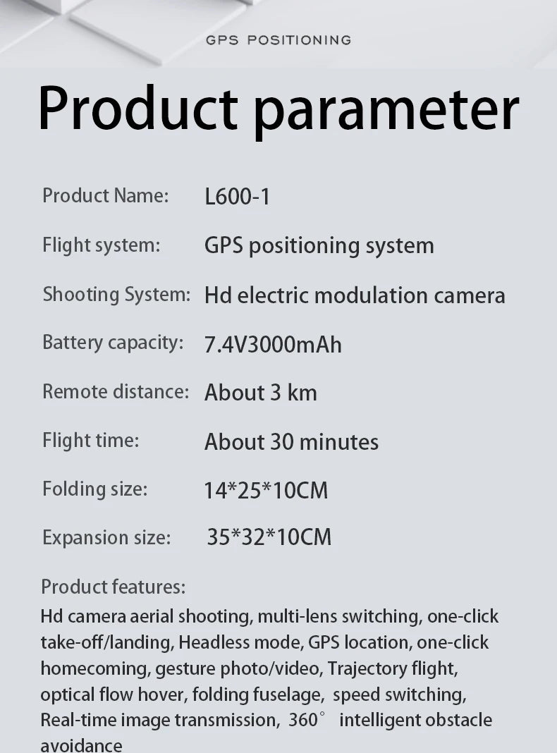 New L600-1 GPS Drone Professional 8K Camera Aerial FPV Brushless Avoiding Obstacle with Large Screen Remote Control Folding Dron