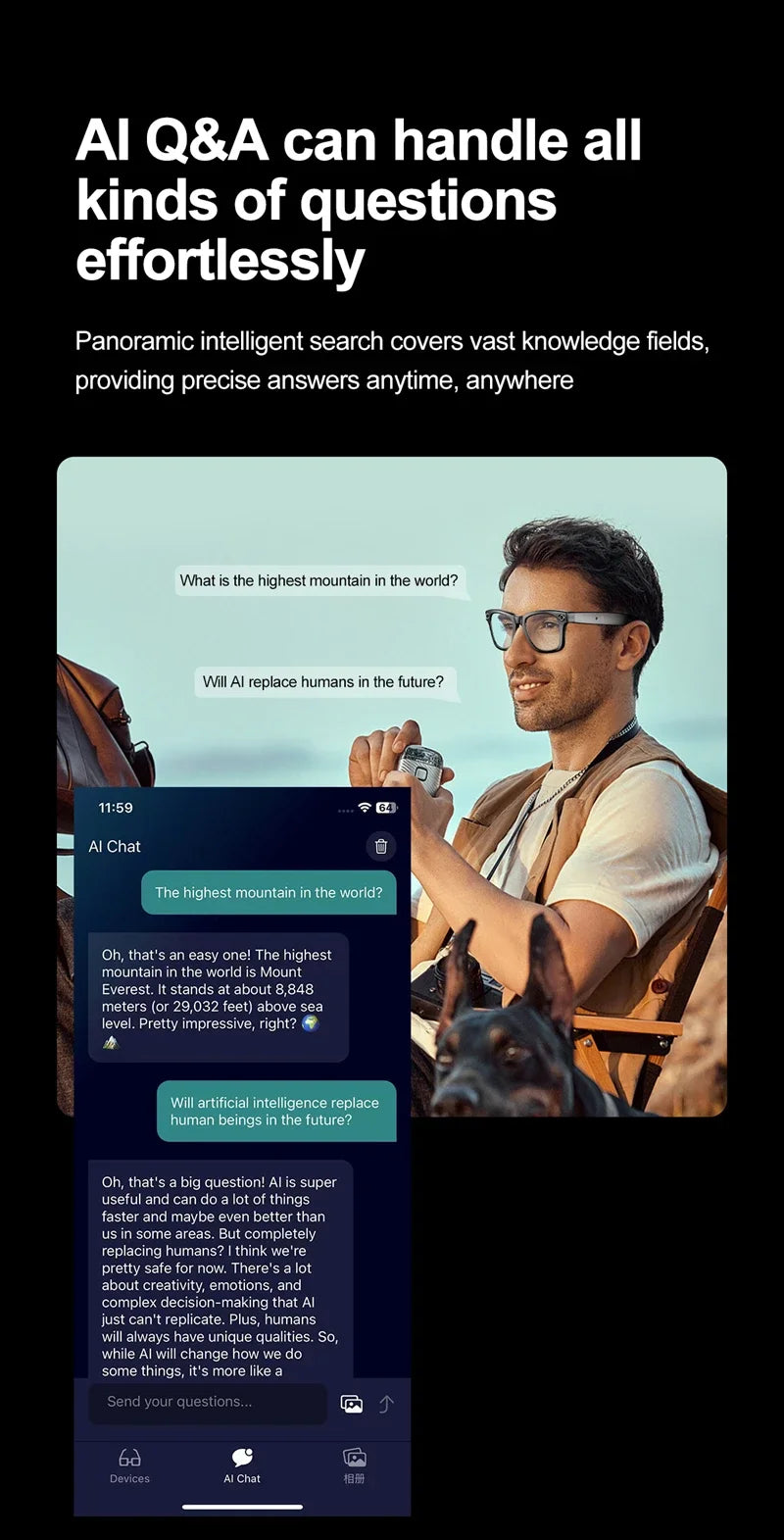 OnePlus AI Smart Glasses Photo Sense Camera Bluetooth Music Call Intelligent Recording Ip65 Waterproof Bluetooth Glasses New