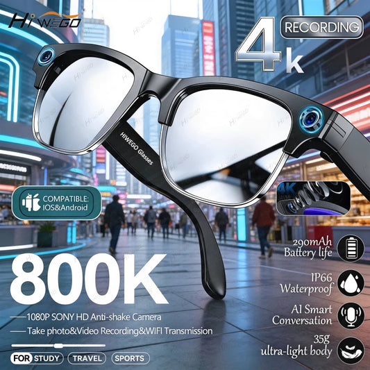 New 1080P Anti-shake Video Recording 800W HD Smart Glasses Men 100+Language Translation WIFI Transmission Call AI Chat Glasses