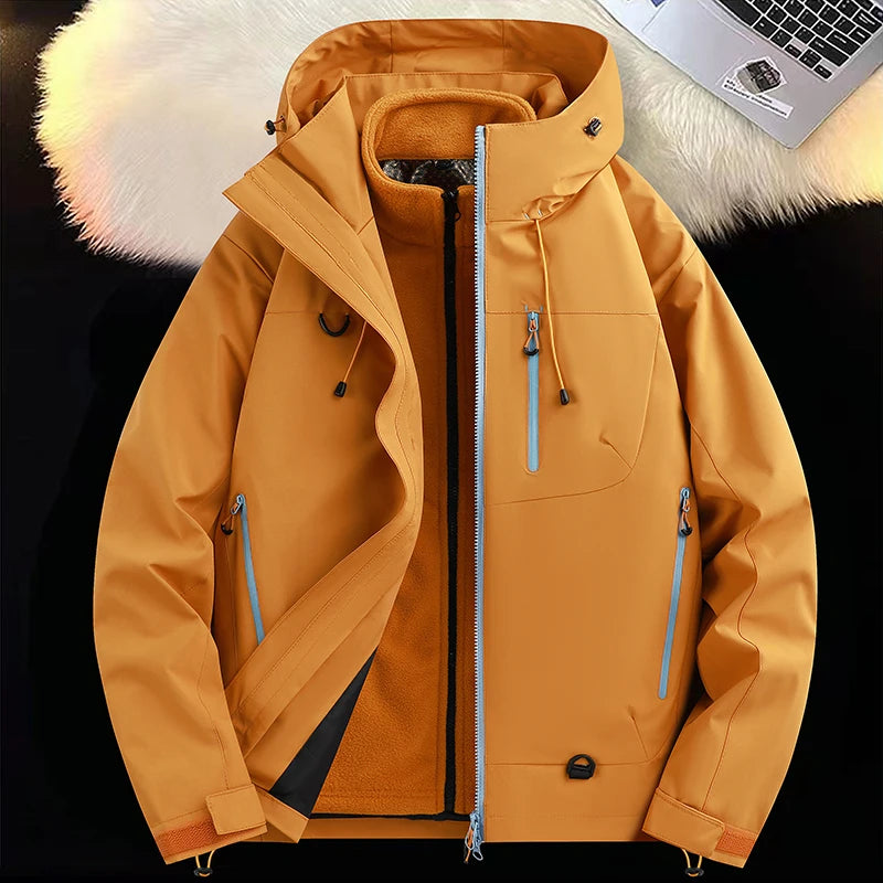 Mountaineering Suit Coat Outdoor Ski Jacket Autumn Winter Three-in-one Windbreaker Men's Women's Couple Three-proof Jacket Men's