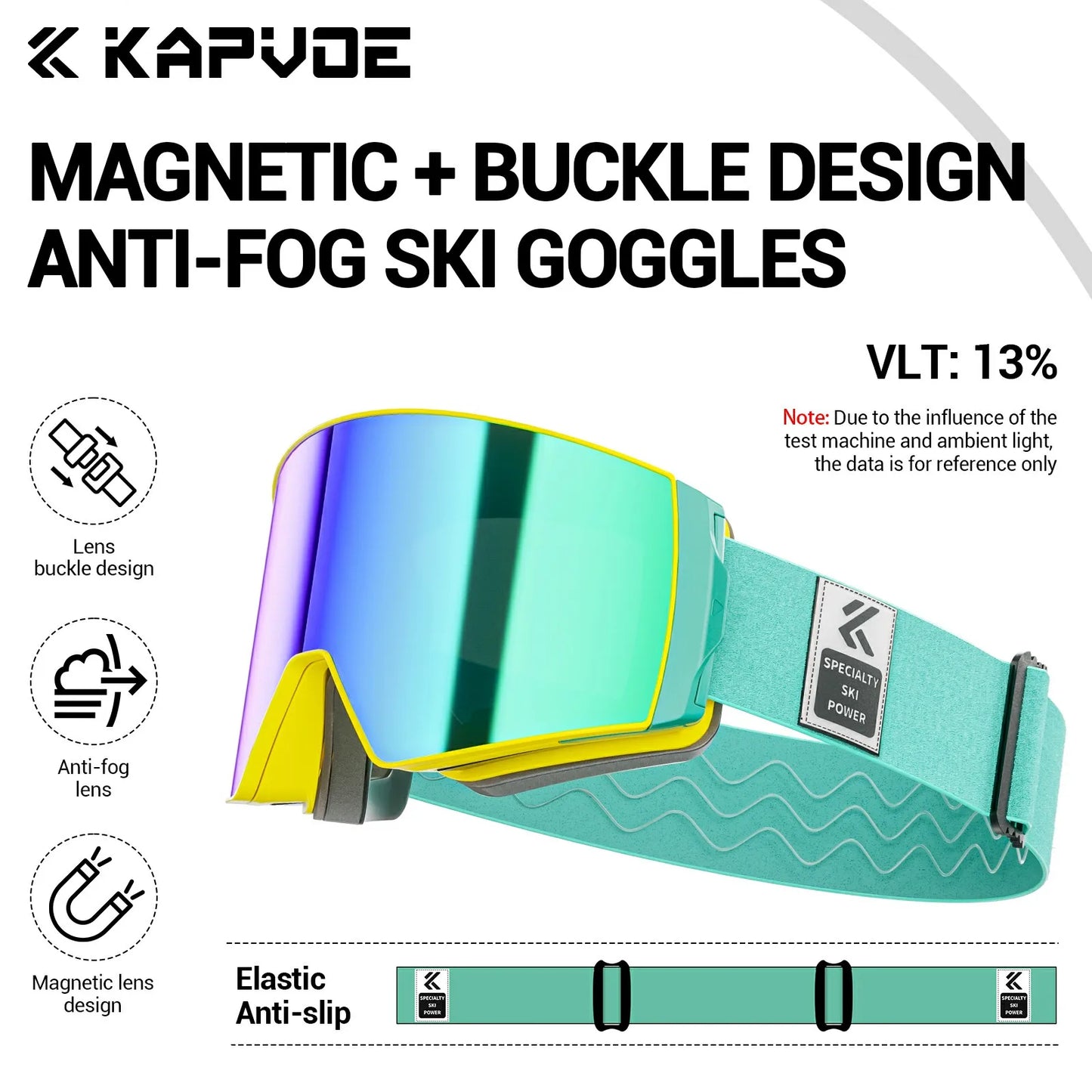 KAPVOE Outdoor Photochromic Ski Goggles Winter Snow Sports for Unisex Snow Glasses UV400 Anti-fog Magnetic Snowboard Glasses