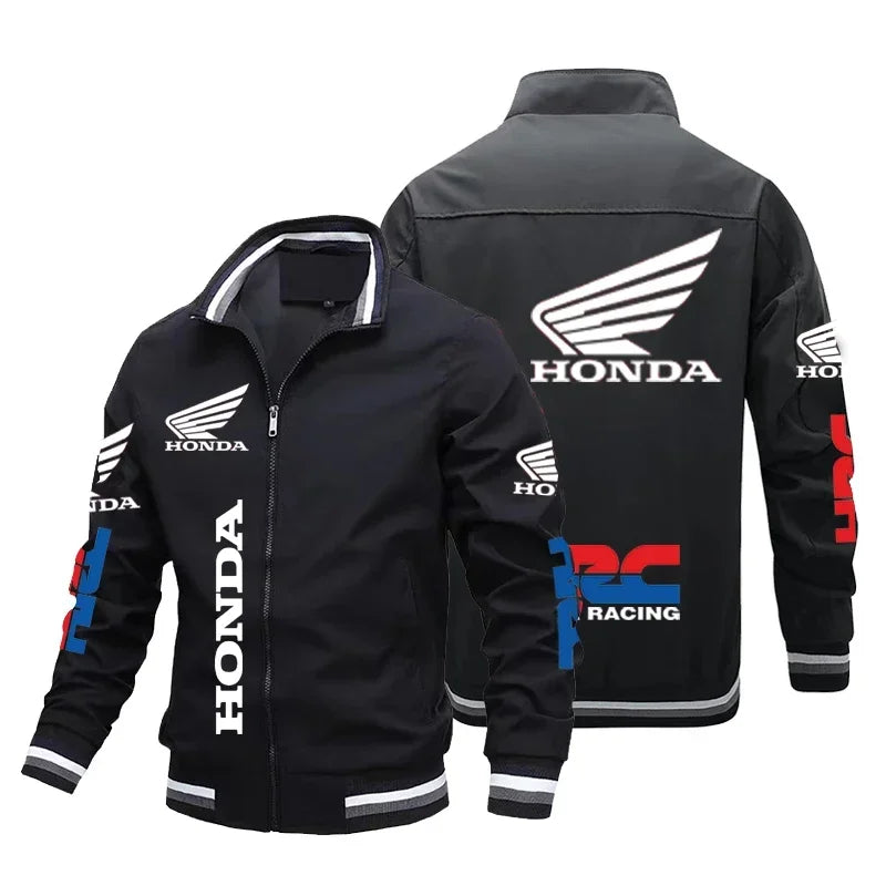 45472 New Honda Motorcycle Men's Jacket Honda Print Bomber Jacket Casual Trendy Baseball Uniform Men's Women's Motorcycle Jacket