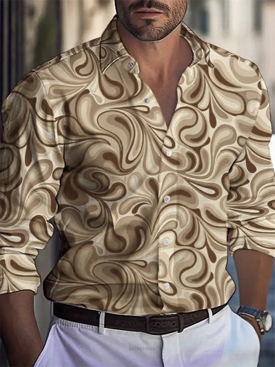 Men's shirt 3D high-definition tropical print long-sleeved shirt, Hawaiian shirt, spring and autumn casual party top XS-6XL size