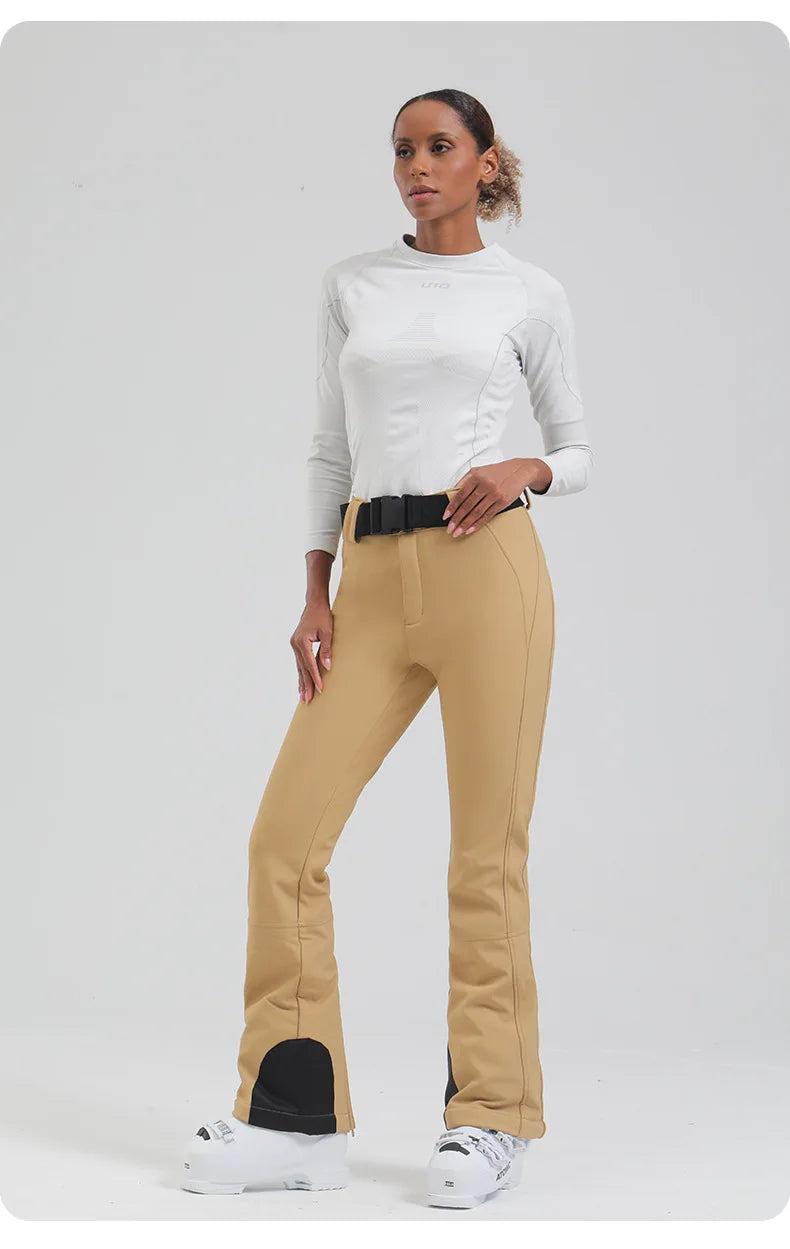 Ski pants New women's double-board 스노우보드복 slimming windproof waterproof thickened warm and elastic sports snow pants
