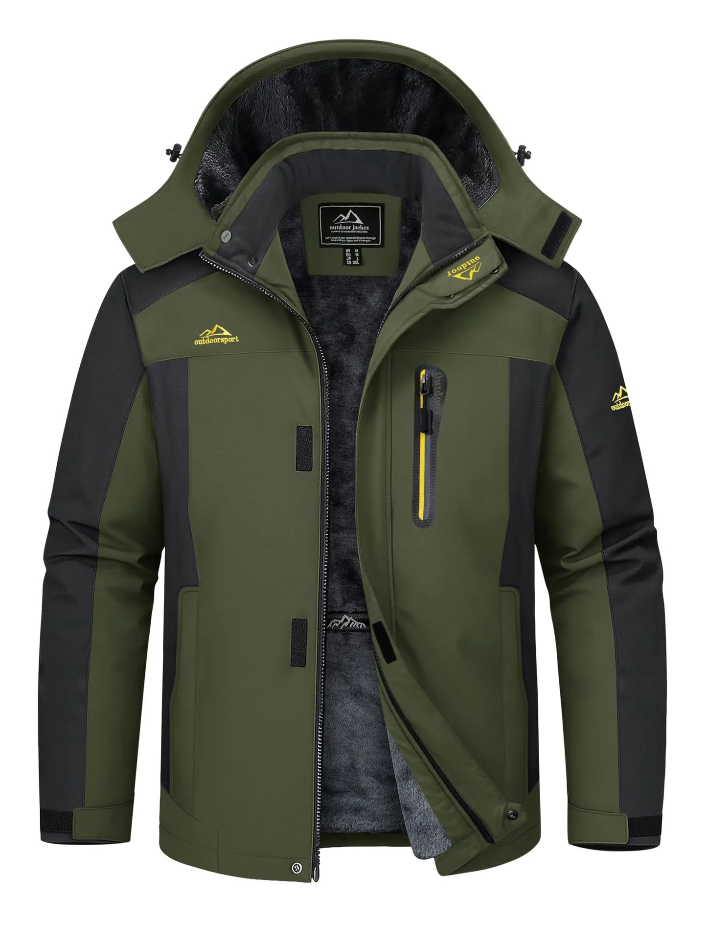 TACVASEN Winter Fleece Lining Jackets Waterproof Mens Ski Snowboard Parka Windproof Removable Hoodie Coats Casual Windbreaker