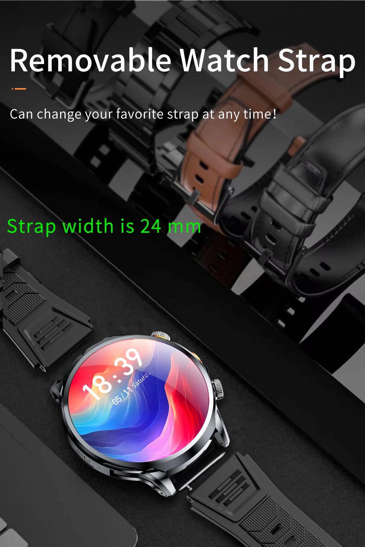 16+256GB Android H18 Smartwatch 4G LTE 1100Mah Battery Play Store Heart Rate 1.95 inch Spherical screen Smart Watch Men GPS WIFI