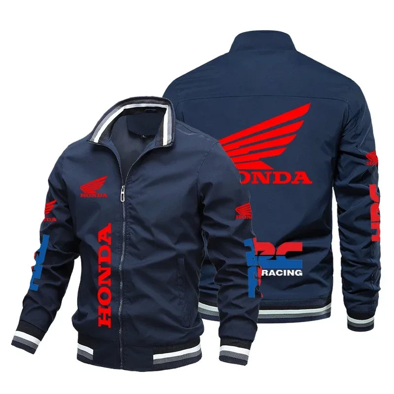 45472 New Honda Motorcycle Men's Jacket Honda Print Bomber Jacket Casual Trendy Baseball Uniform Men's Women's Motorcycle Jacket