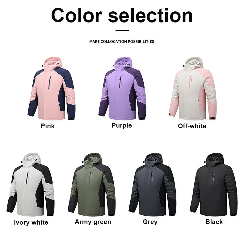 Autumn And Winter Outdoor Graphene Couple Style Lock-Iin And Warm Fashion Casual Simple Contrast Color Hooded Cotton Coat