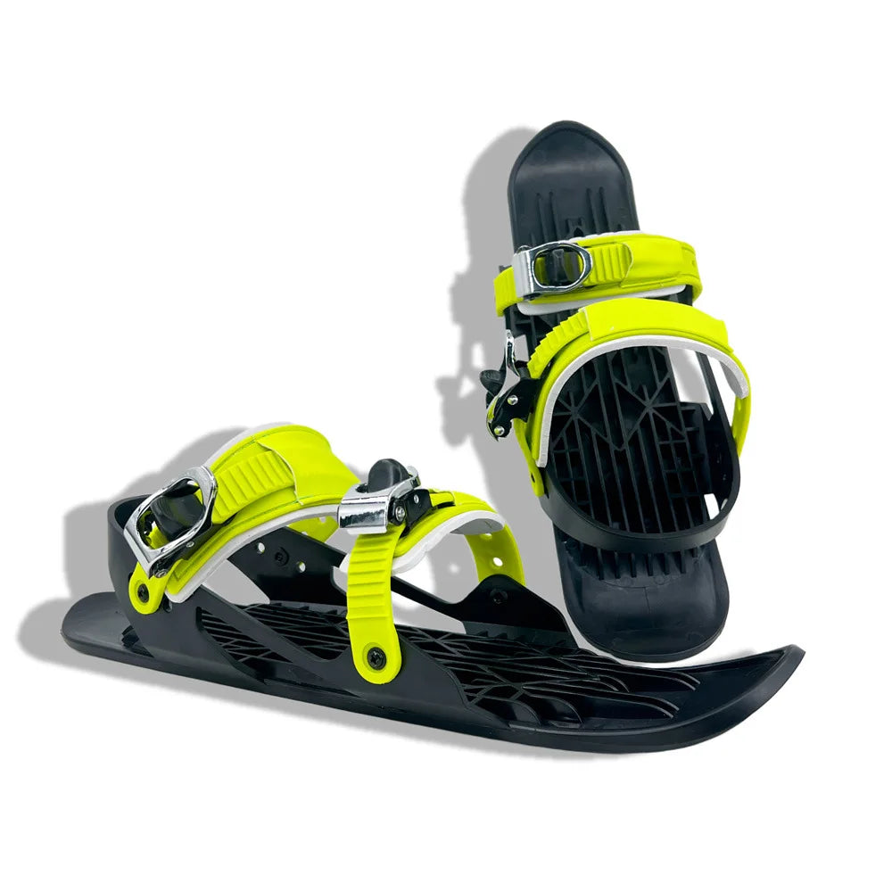 1 Pair Snow Skates for Adults, Mini Short Skiboard Snowblades with Adjustable Bindings, Portable Snow Skiing Boarding Shoes Men