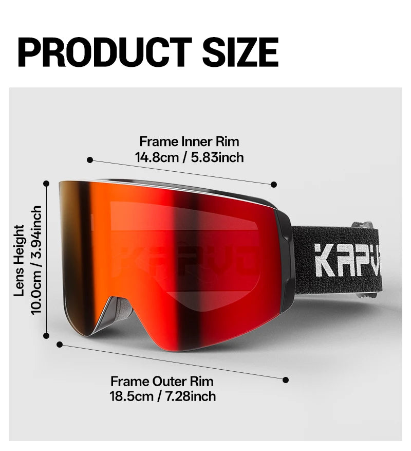 KAPVOE New Outdoor Photochromic Ski Goggles Magnetic Anti-fog Ski Glasses Winter Sports Skiing Snowboard Men Women UV400 Snow