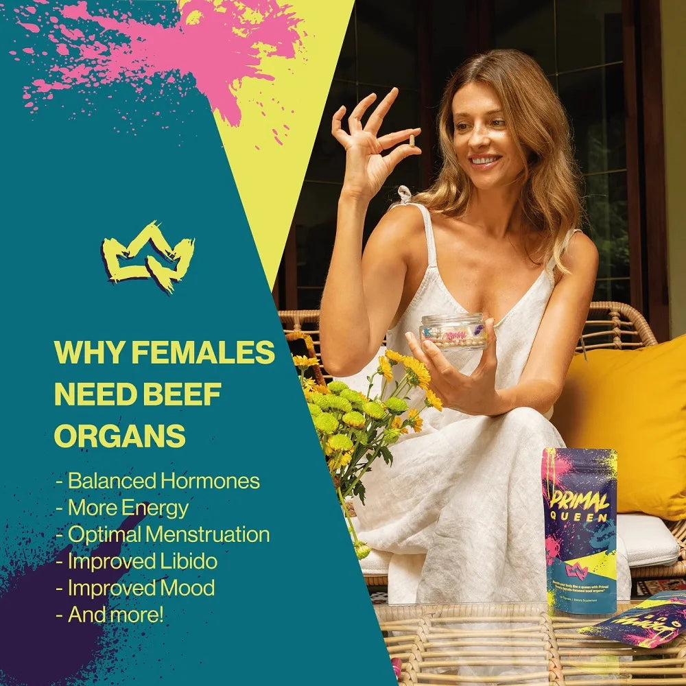 Female-Focused Beef Organ Supplement for Women - 6 Grass Fed Organs - Balance Hormones, Boost Energy & Wellness - 60 Capsules