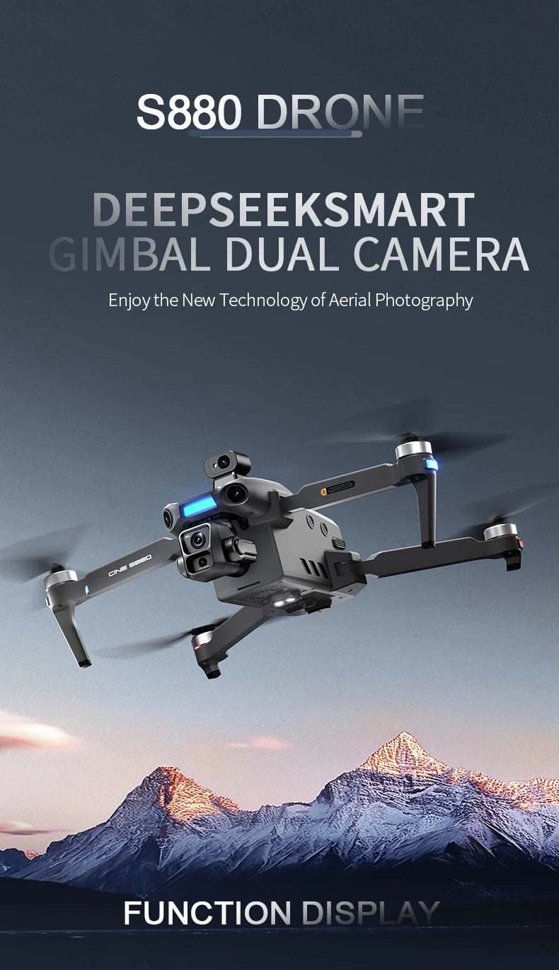 S880 Max Fishing GPS Drone 8K Dual Camera 5G Wifi FPV 3-Axis Gimbal Professional Obstacle Avoidance Quadcopter Airdrop RC Dron
