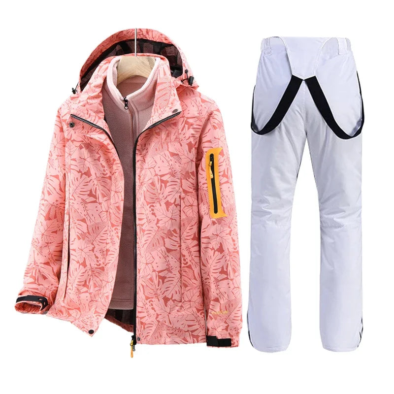 Women Ski Jacket+Pants Winter Warm Windproof Ski Suit Female Snowboard Snow Coat Trousers Outdoor Sports Camping Brand Ovearalls