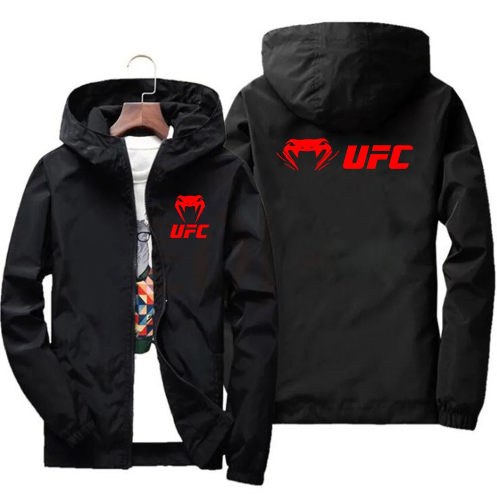 2025 UFC Fighting Logo Breathable Fashion Fitness Zipper Jacket Casual High Quality Hooded Baseball Jacket Outdoor Sports Jacket