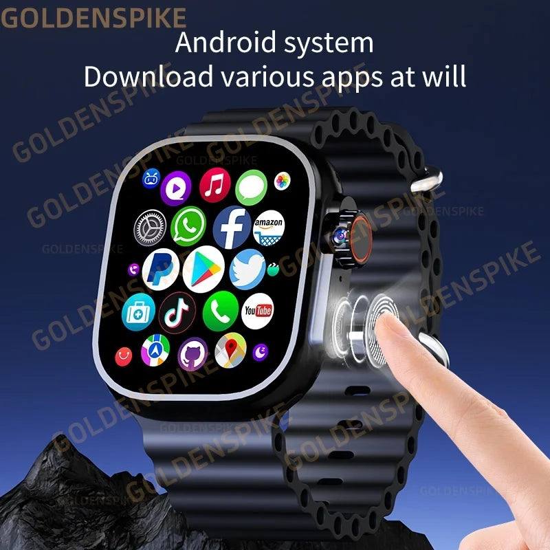 DW100 Pro Android Smartwatch Fingerprint Unlock Control Smart Watch 256GB ROM Free Download App WIFI GPS Camera 2.29inch Amoled