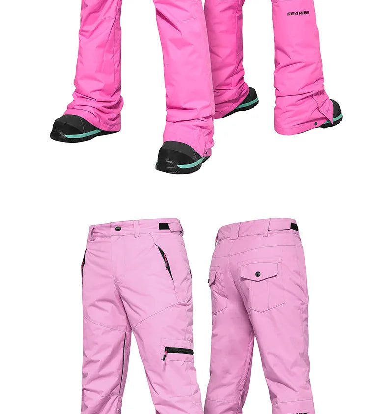 Skinny Snowboard Ski Pants Women's and Men's Snow Pants Waterproof Wind Warm Snow Pants Slim Ski Suit