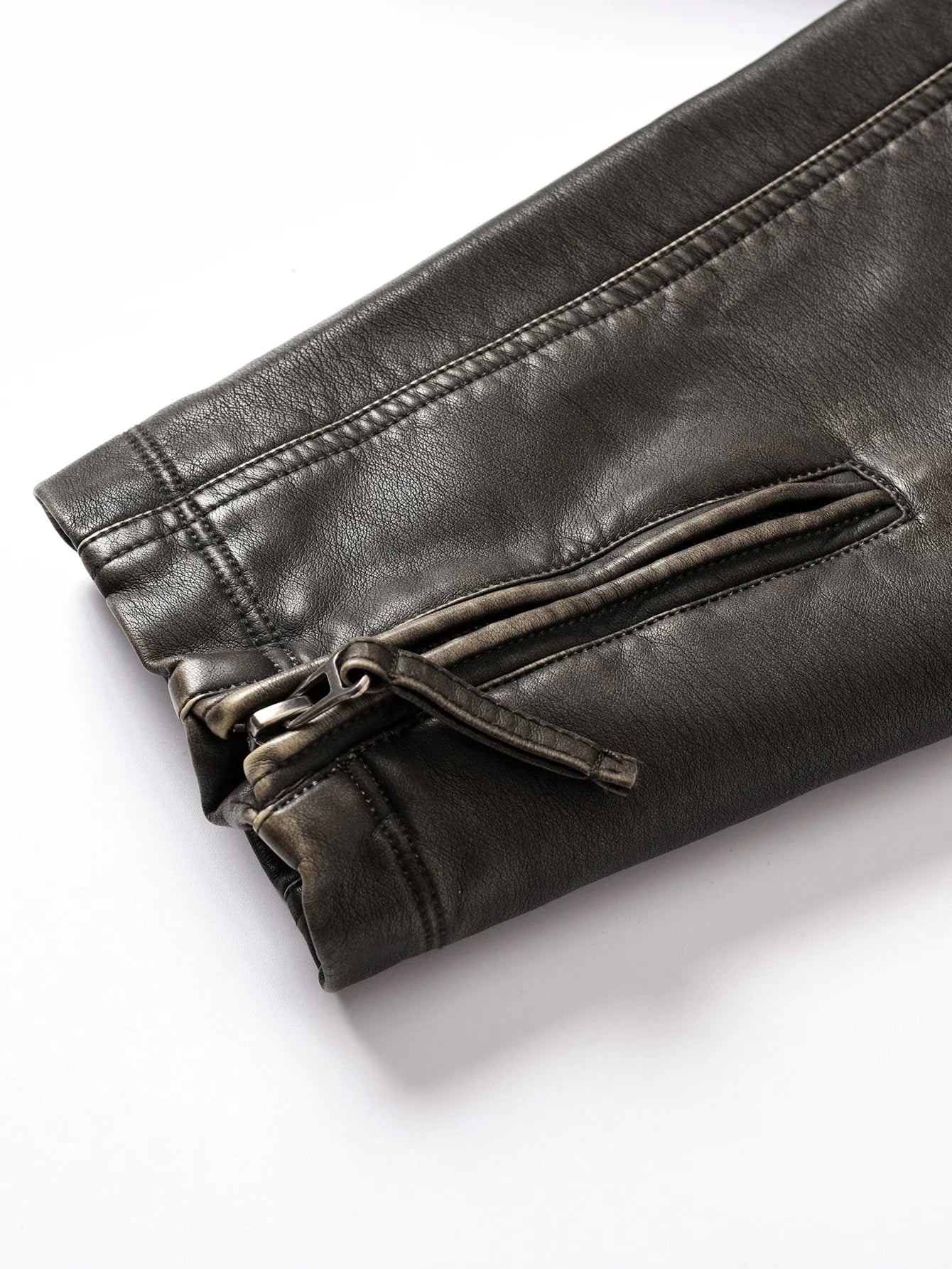 Men's Vintage Thickened Jacket Multi-Pocket Jacket, Stand-Up Collar Motorcycle Clothing, Casual PU Leather Jacket