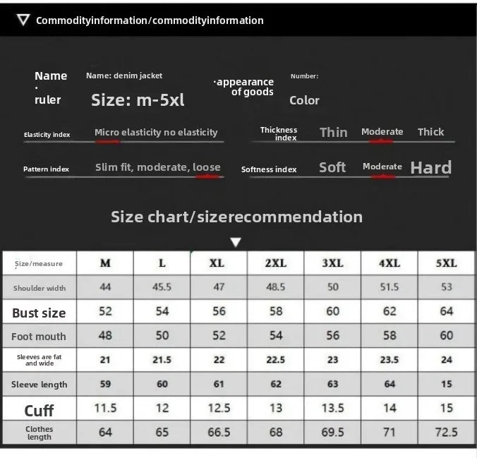 Faionable Retro Motorcycle Jaet Men's Light Colored Embroidered Denim Coat Sli Casual Cotton Polyester Blend Outerwear