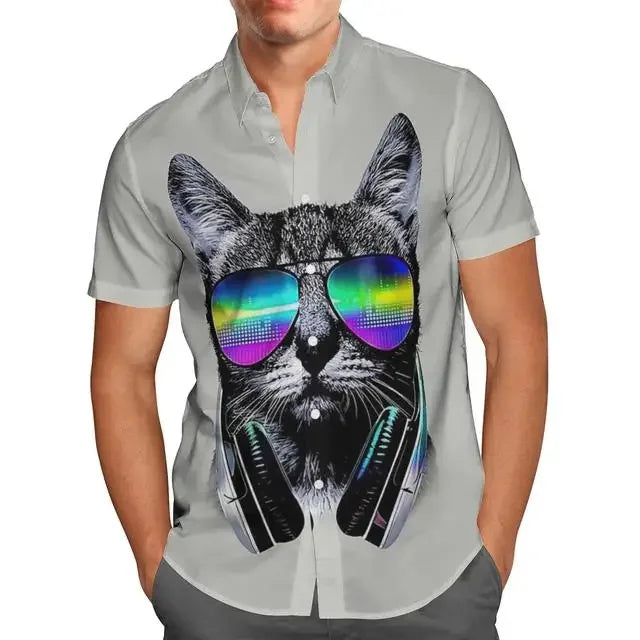 Extra-large streetwear 3d anime green short-sleeved Hawaiian shirt for men, beach summer 5xl for social men