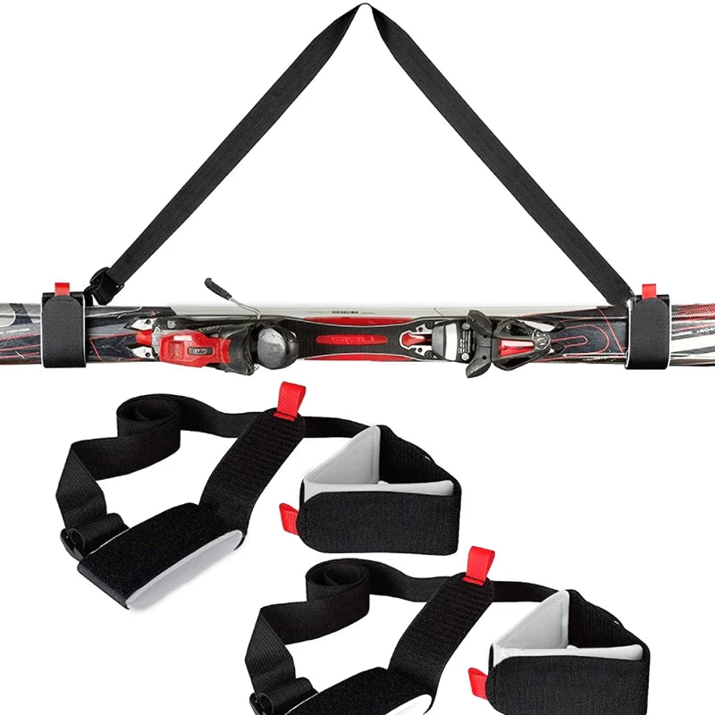 1PC Nylon Skiing Bags Adjustable Pole Shoulder Hand Carrier Lash Handle Straps Porter Hook Loop Protecting For Ski Snowboard