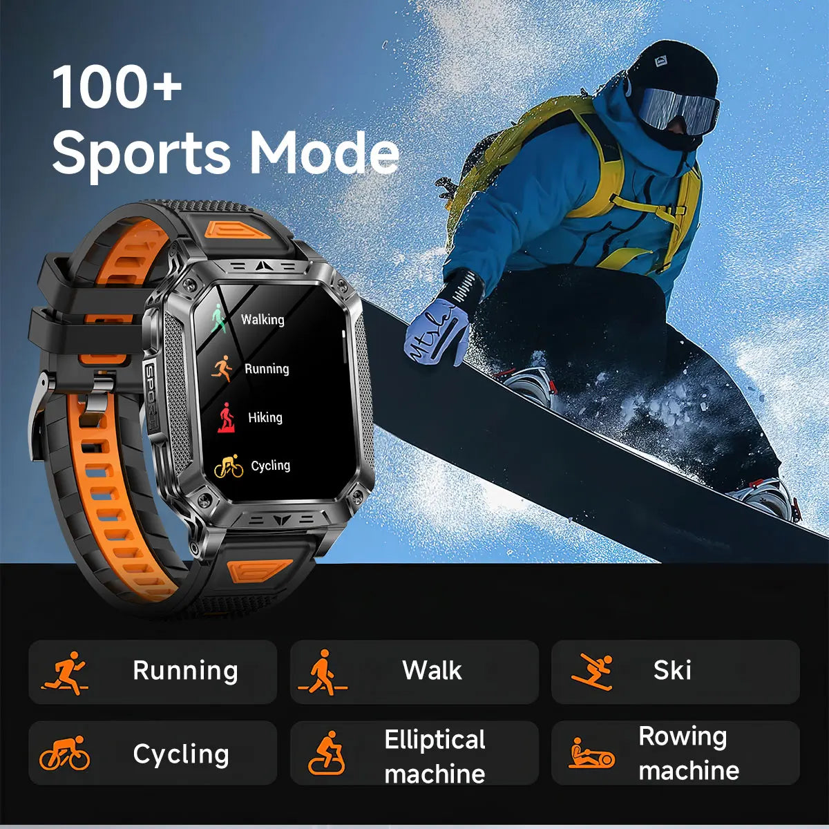 2026 Outdoors Durable Men Sports Smart Watch 1400mAh Battery LED Flashlight IP69K Waterproof Bluetooth Call Military Smartwatchs