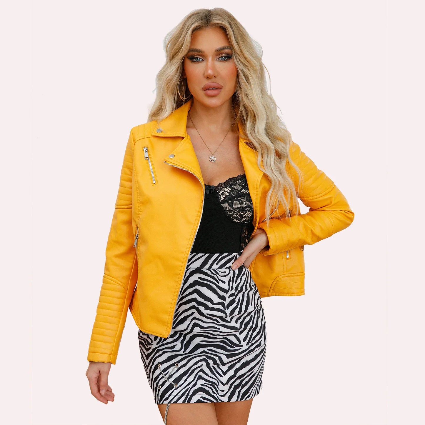 New Women Soft Motorcycle Faux Leather Jackets Ladies Long Sleeve Autumn Winter Biker Streetwear Coat