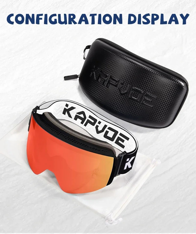 Kapvoe Photochromic Ski Goggles Magnetic Anti-Fog Lenses UV400 Protection Men Women Ski Goggles Snow Sunglasses Sports Eyewear