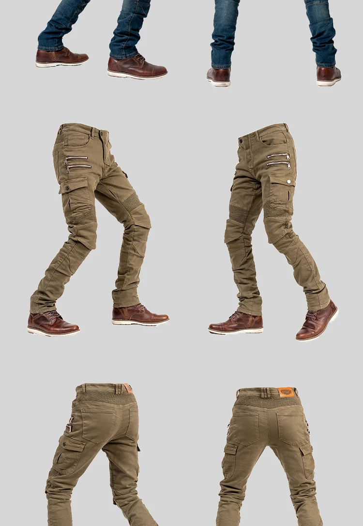 New Double Zipper Metal Style Motocross Moto Trousers Men For Woman Outdoor Riding Jeans With Protective Gear Motorcycle Pants