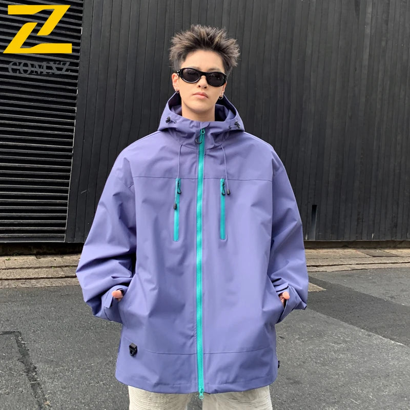 Gorpcore Waterproof Jacket Mens Couple's Ski Oversized Zipper Pocket Windbreaker Autumn High Quality Travel Camping Hooded Coats