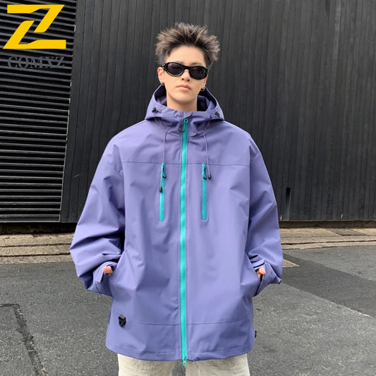 Gorpcore Waterproof Jacket Mens Couple's Ski Oversized Zipper Pocket Windbreaker Autumn High Quality Travel Camping Hooded Coats