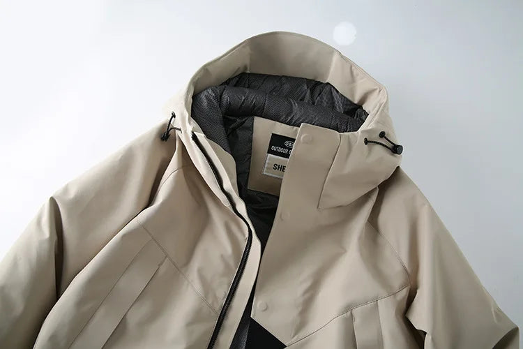 Four Season Waterproof Ski Jacket - Warm City Outdoor Jacket With Color Blocks, Windproof Tape Structure, Neutral Design