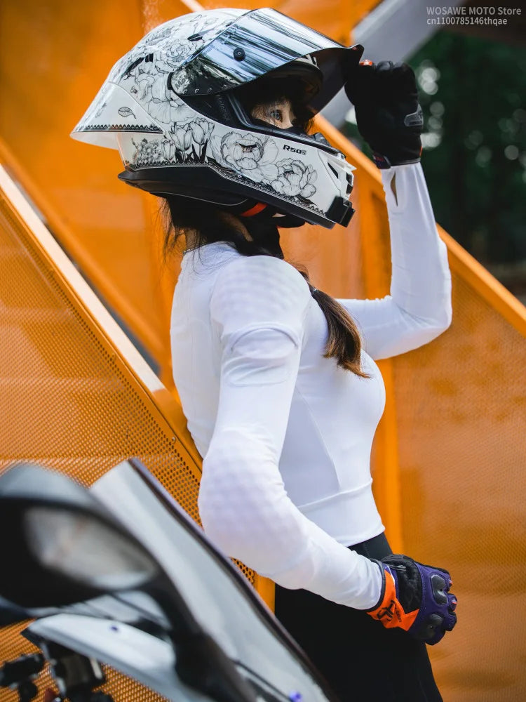 WOSAWE CE Level 1/2 Motorcycle Soft Armor Jacket Pants Set Women Biker Street Riding Clothing Sexy Fit Hip Lifting Training Wear