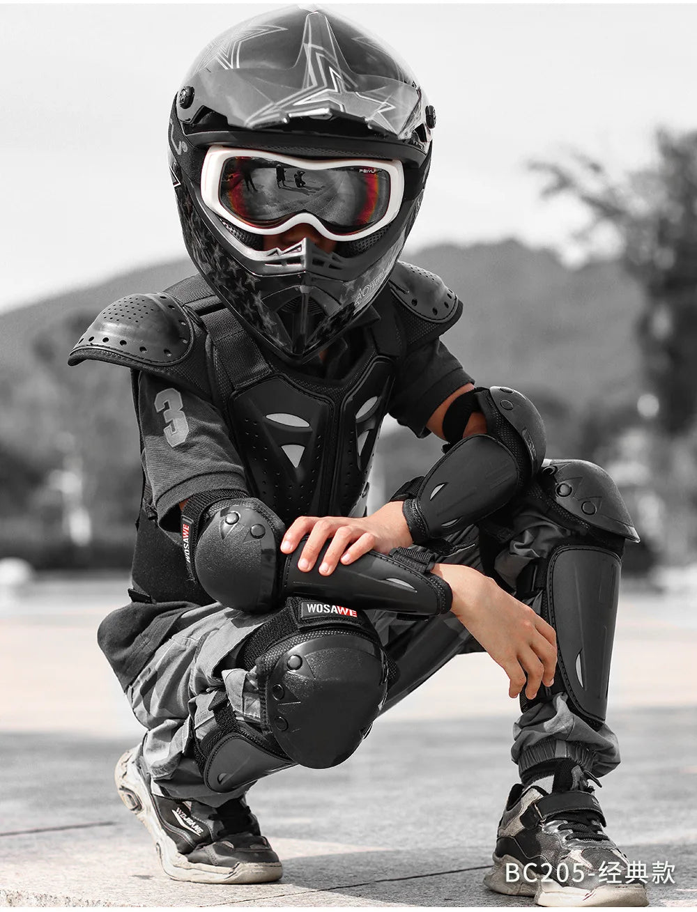 WOSAWE Children's Armor Jacket Spine Chest Protection Equipment Motocross Skateboard Moto Jacket Motorcycle Gear Moto Kids Armor