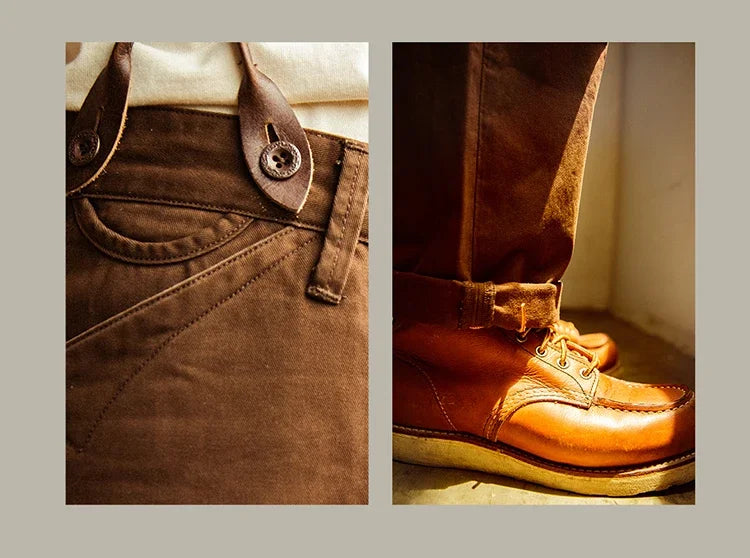 Red Tornado Chino Pants Retro Style Men's Cinch Back Casual Trousers Straight Fit CK-0010