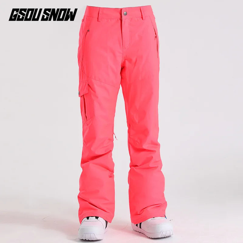 GSOU SNOW New Winter -35 degree Ski Pants Women Waterproof Snow Snowboard Pants Outdoor  Camping Women Trousers Punch pants