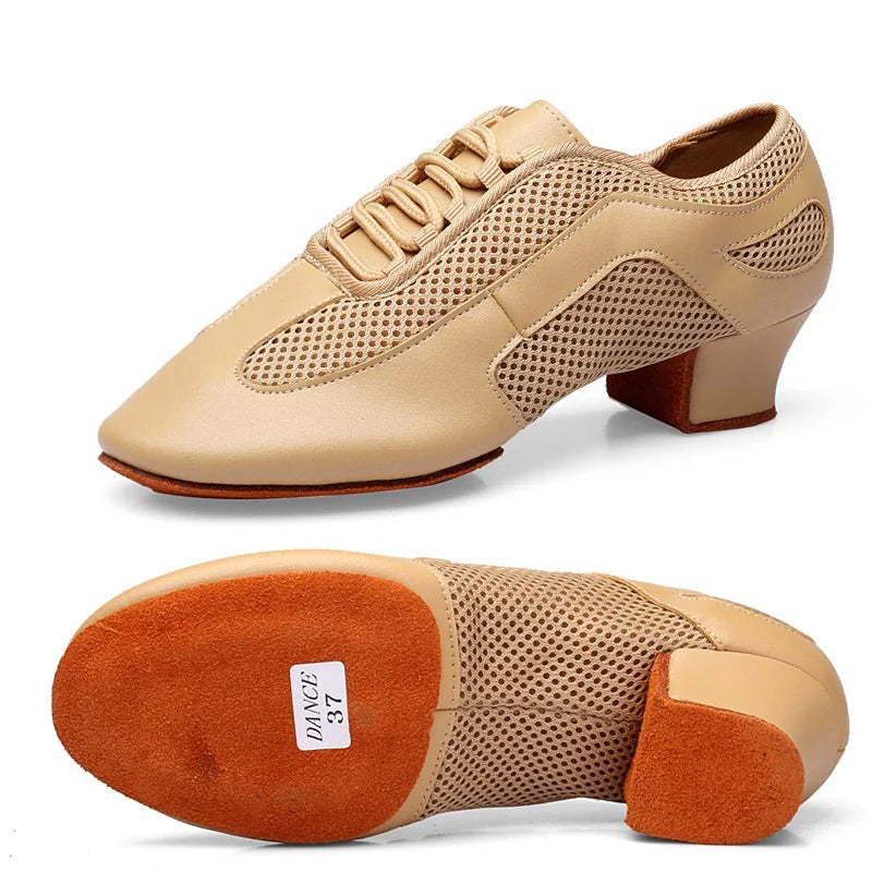 Latin Dance Shoes Adult Men Women Skin Tone Patent Leather Professional Soft Teacher Shoes Square Dance Shoes Ballroom Big Size