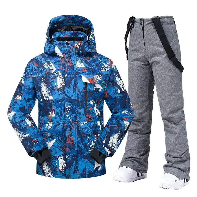 High Quality Men's Winter Waterproof Snowboard Jacket Pants Set Male Breathable Windbreak for Adults Ski Suits