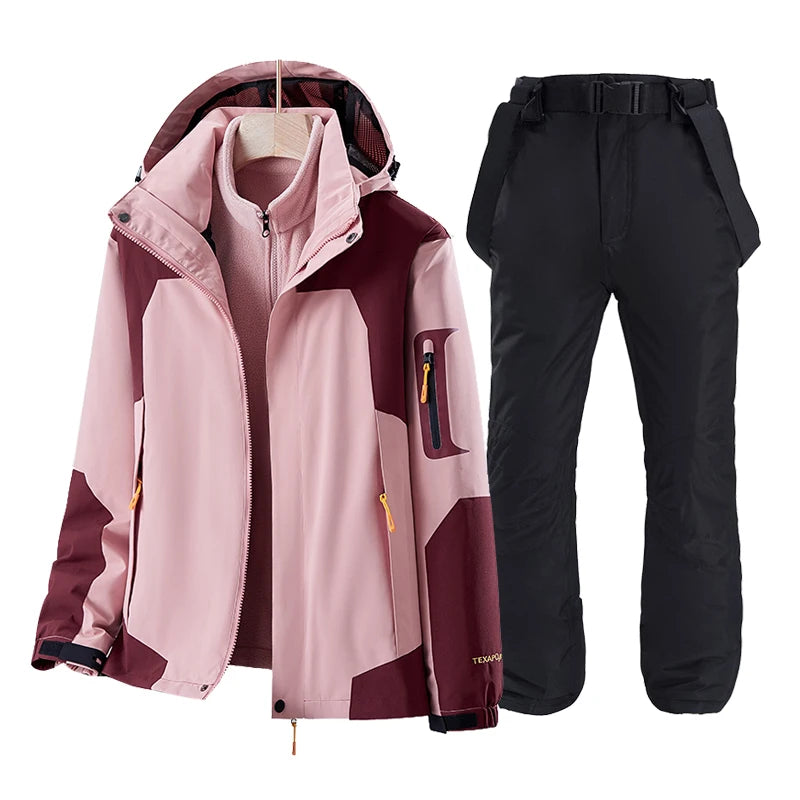 Women Ski Jacket+Pants Winter Warm Windproof Ski Suit Female Snowboard Snow Coat Trousers Outdoor Sports Camping Brand Ovearalls
