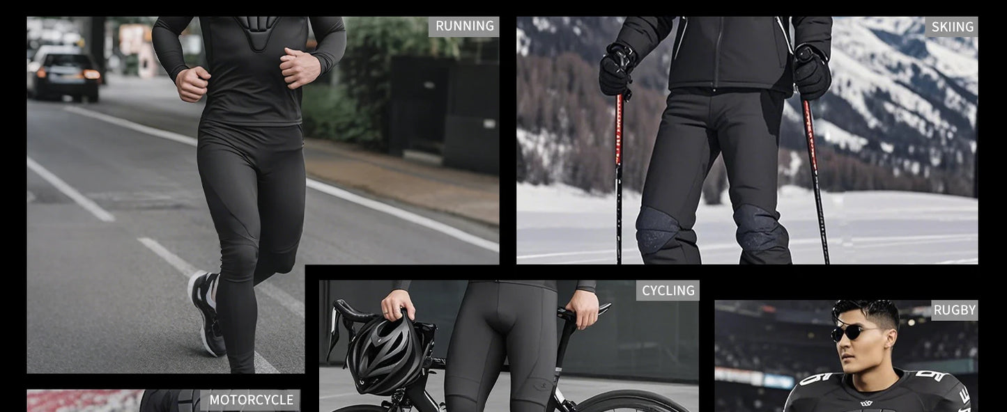WOSAWE Motorcycle Compression Pants with CE Certified Pads Off-road Motocross Motorbike Riding Breathable Protective Trousers