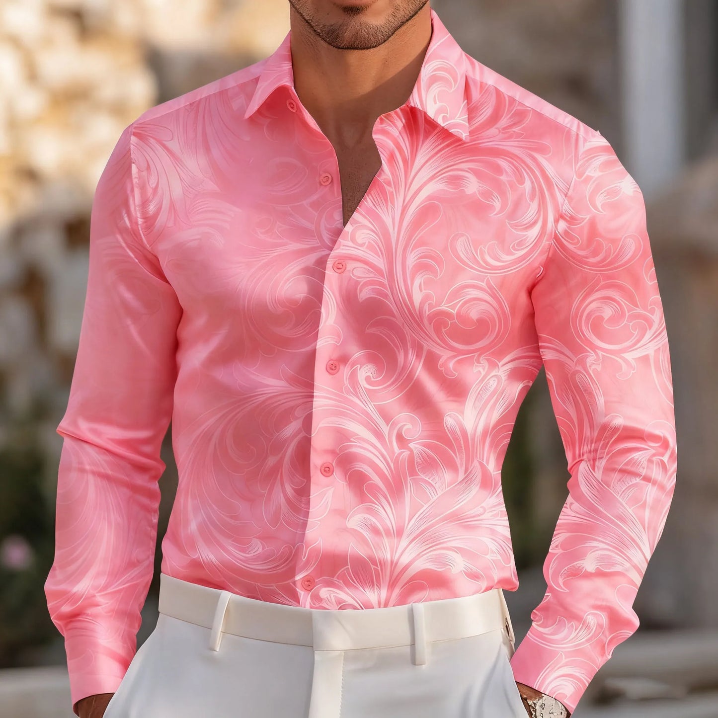 Men's New Floral Print Ombre Shirt Formal Shirt Long Sleeve Retro Holiday Wear Summer Spring Autumn Lapel 3D Printed Button-Down