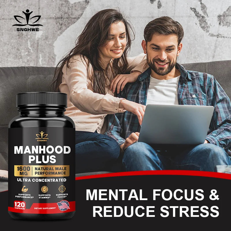 Manhood Plus capsules enhance masculinity, promote better blood flow, improve muscle strength, and elevate mood